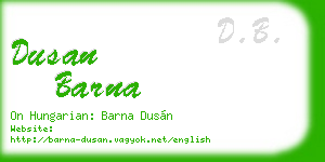 dusan barna business card